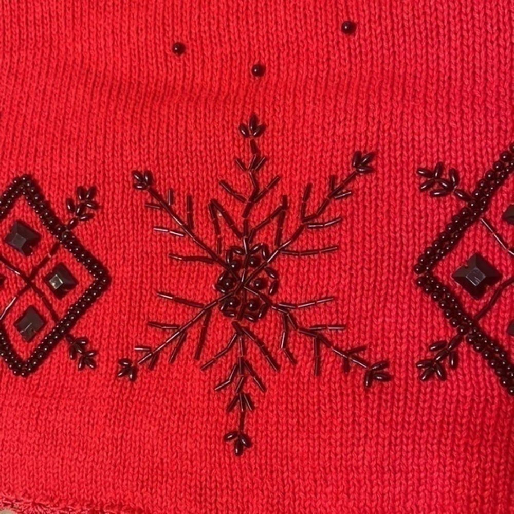 Shenanigans sweater Vintage Red black beaded ugly Christmas Size Large - Picture 8 of 11